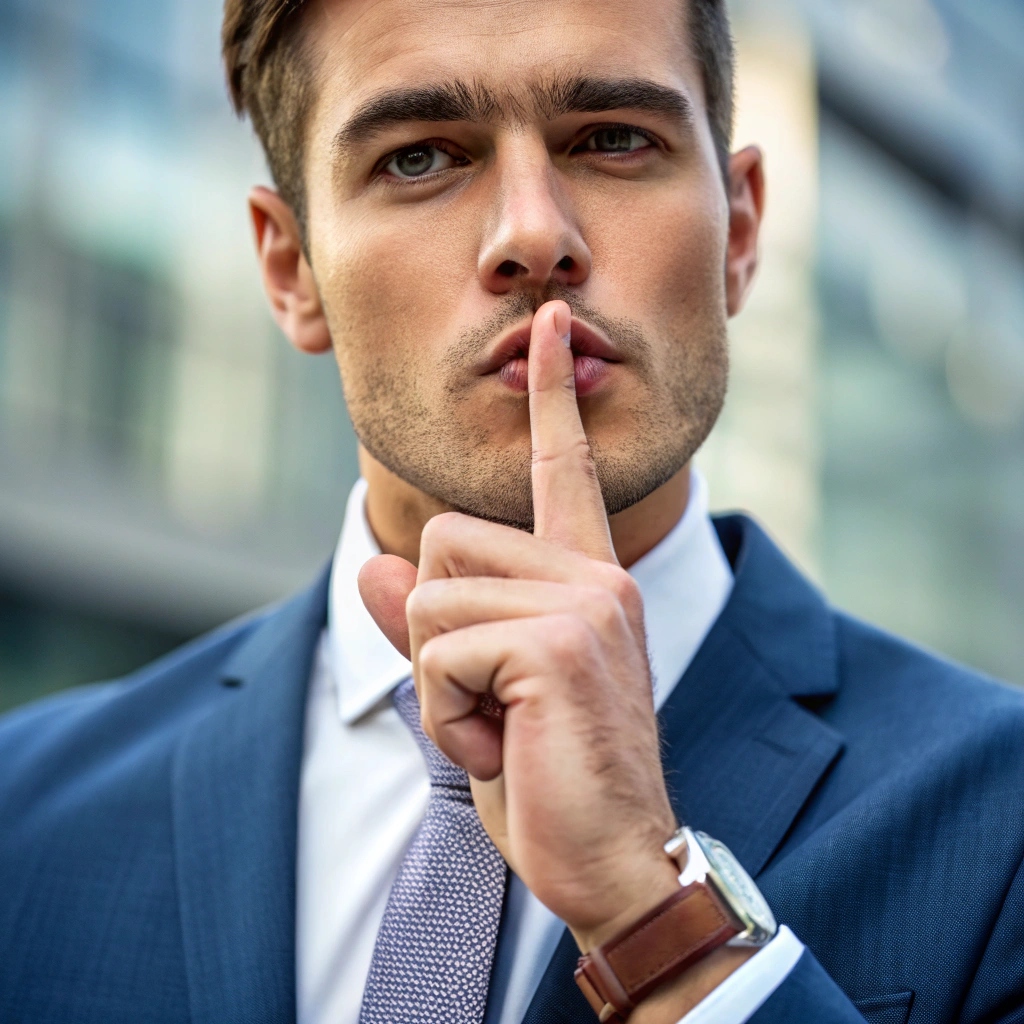 zoom-sur-homme-d-affaite-qui-fait-chut-avec-son-in confidentialite